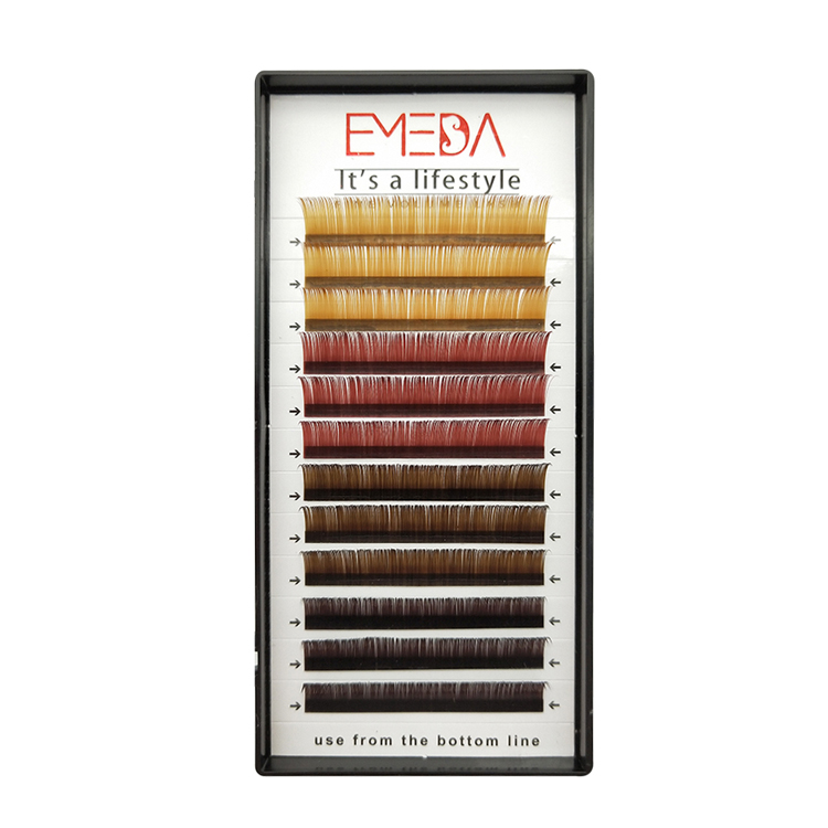 Rainbow Individual Eyelash Extensions 0.07 C Curl Mixed Colored eyelash extensions XJ14
